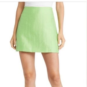 & ORHER STORIES Apple Green Linen Blend Mini Skirt